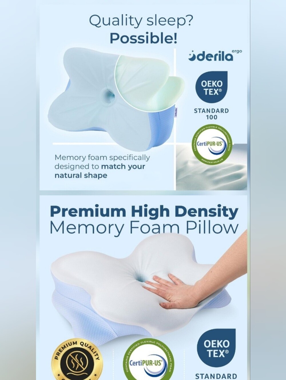 Set Of Two Pillows!!! Derila Ergo Cervical Neck Pillow Used Once - Picture 8 of 9
